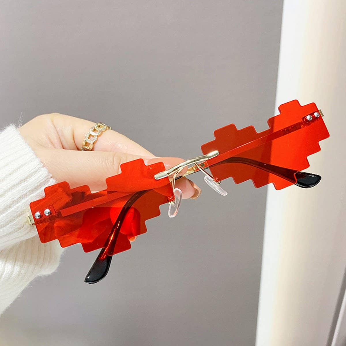 STYLISH HEART MOSAIC SUNGLASSES WITH COLORFUL_CWASG0345