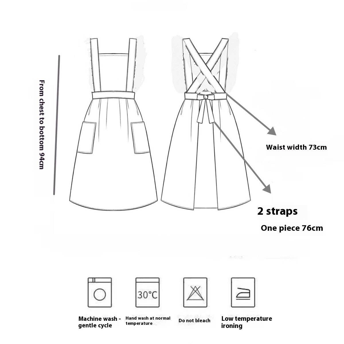 WATERPROOF AND OIL-PROOF SOLID COLOR COTTON APRON