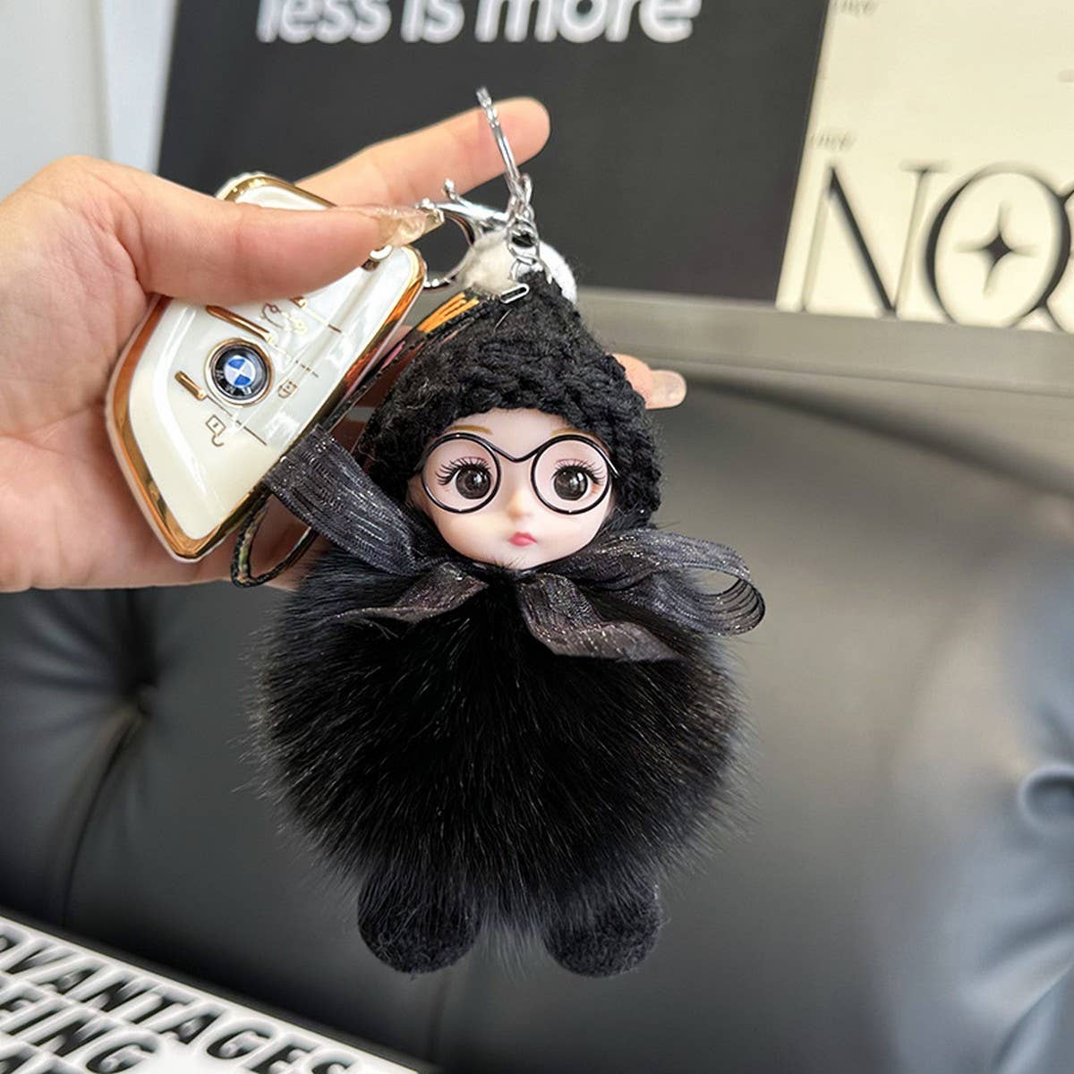 CUTE PLUSH DOLL CAR KEYCHAIN BAG PENDANT GIFT