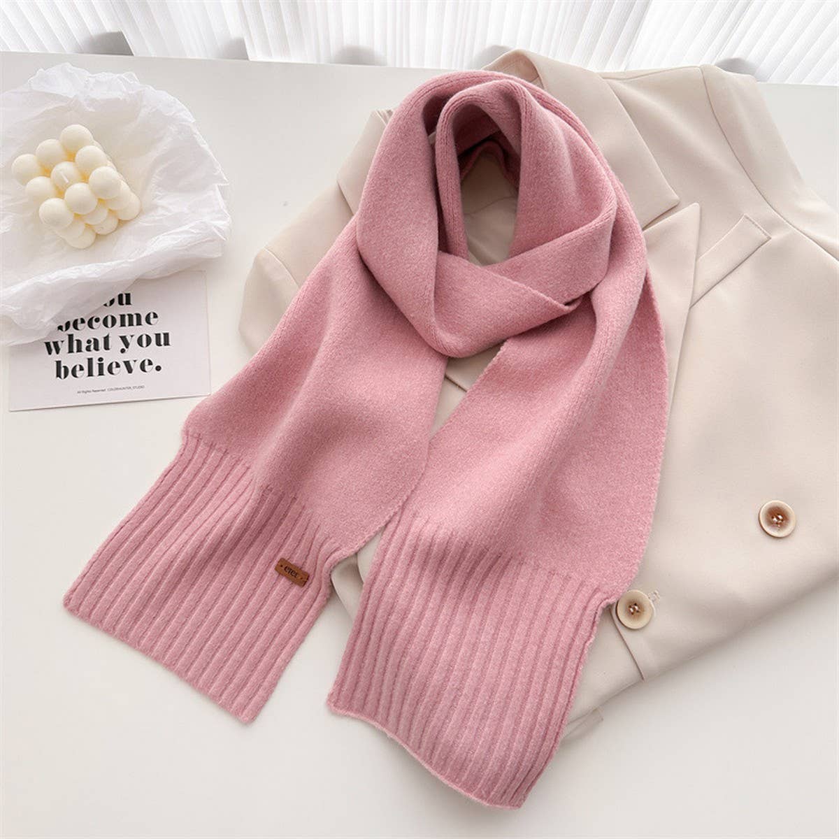 Warm Minimalist Wool Wrap Scarf for Fall Days