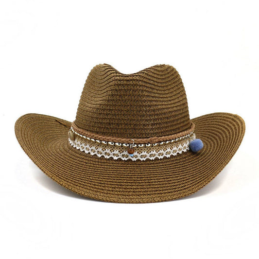 Western Cowboy Straw Hat Beach Sun Protection_CWAH1253
