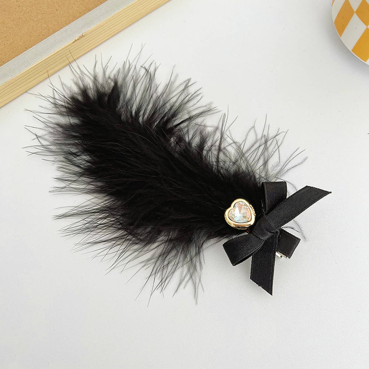 SUPER FAIRY TEMPERAMENT BOW FEATHER HAIRPINS_CWAHA1188