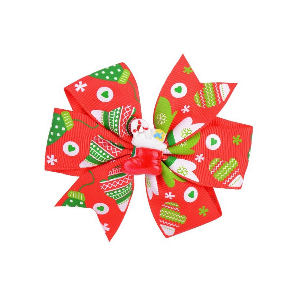 Baby Holiday Bow Hair Clip with Ribbon Tail_CWAHA6700