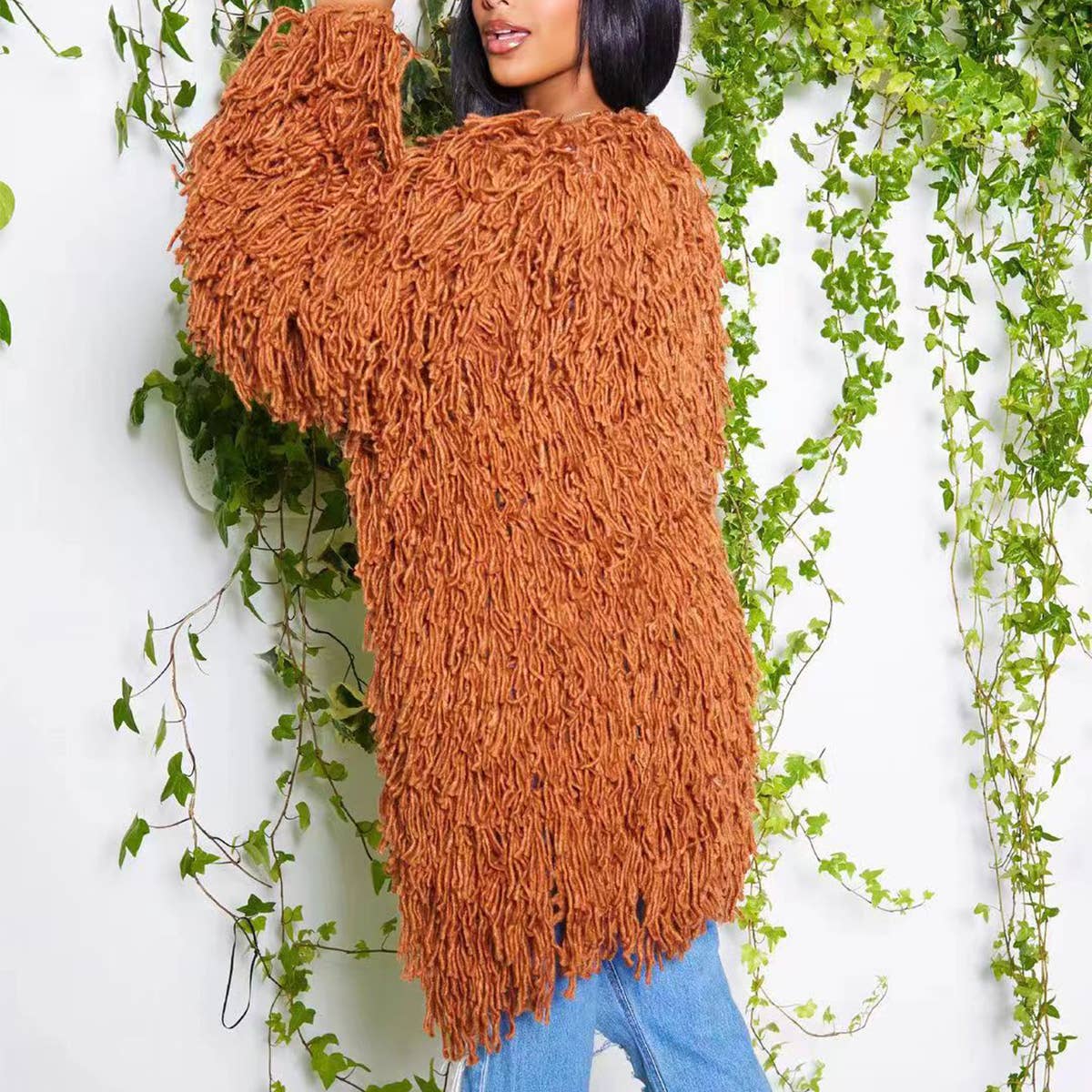 WOMEN FASHION HOLLOWED OUT TASSEL CARDIGAN