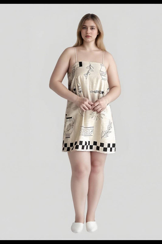 CWDSD993_PRINTED BOAT NECKLINE CASUAL MINI SLIP DRESS