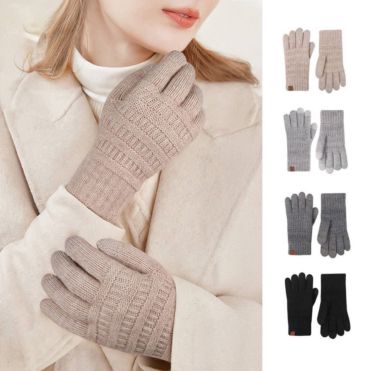WOMEN'S WINTER SOLID COLOR WOOL KNITTED GLOVES_CWAG0405
