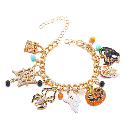 CWAHA3285_HALLOWEEN PUMPKIN SPIDER COMBINATION BRACELET