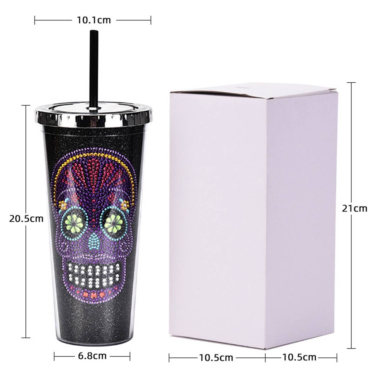 DOUBLE-LAYER STRAW SKULL WATER CUP
