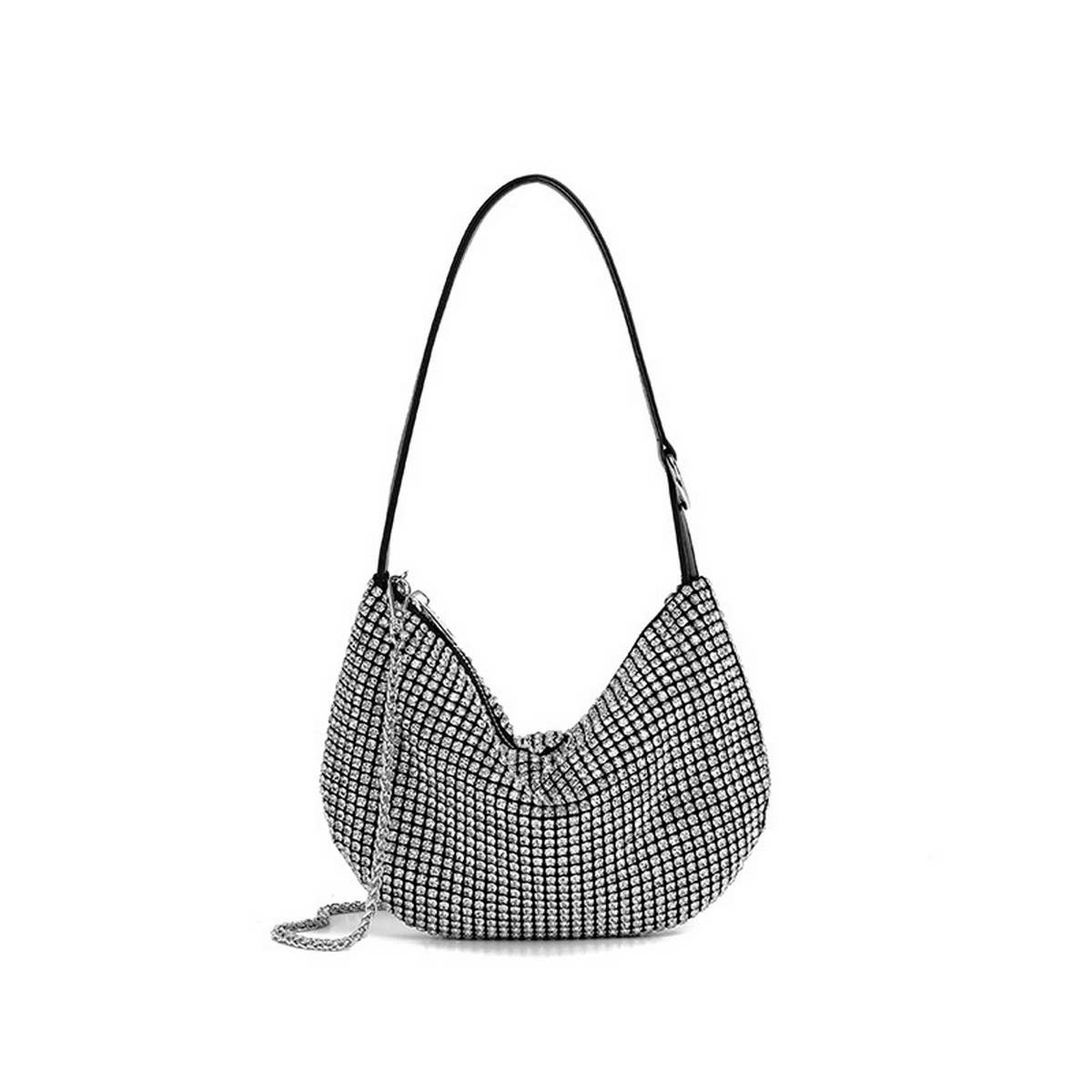 RHINESTONE UNDERARM HALF CIRCLE EVENING BAG_CWAB3588