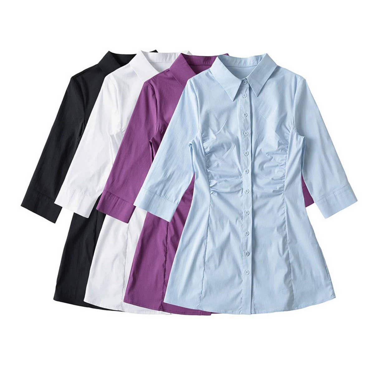 One-breasted shirt dress with POLO neck and waist