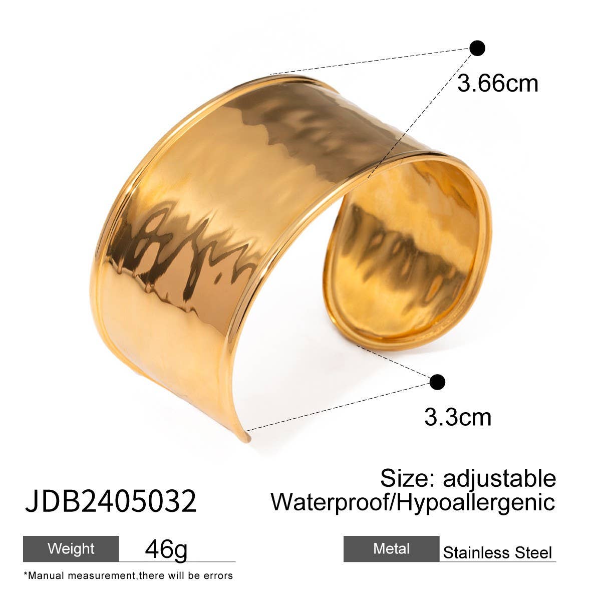 Bold Gold Open Cuff Bracelet in Stainless Steel_CWAJE4623