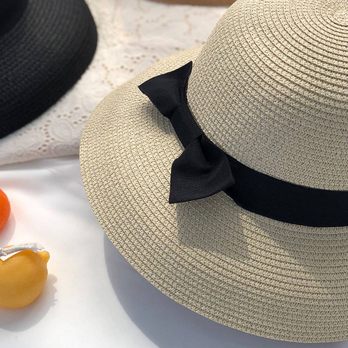 Summer outdoor fashion bow straw hat_CWAH3410