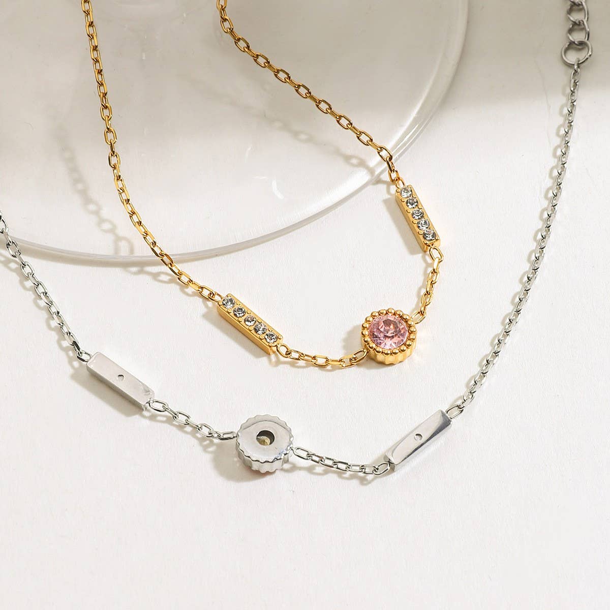 18K Gold Pink Zircon Round Bracelet, No Fade_CWAJE4713