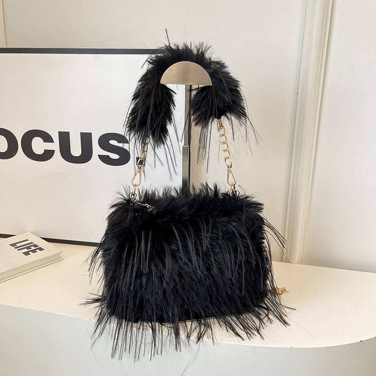 Plush Fur Chain Bag Women Crossbody Handbag_CUAB00542