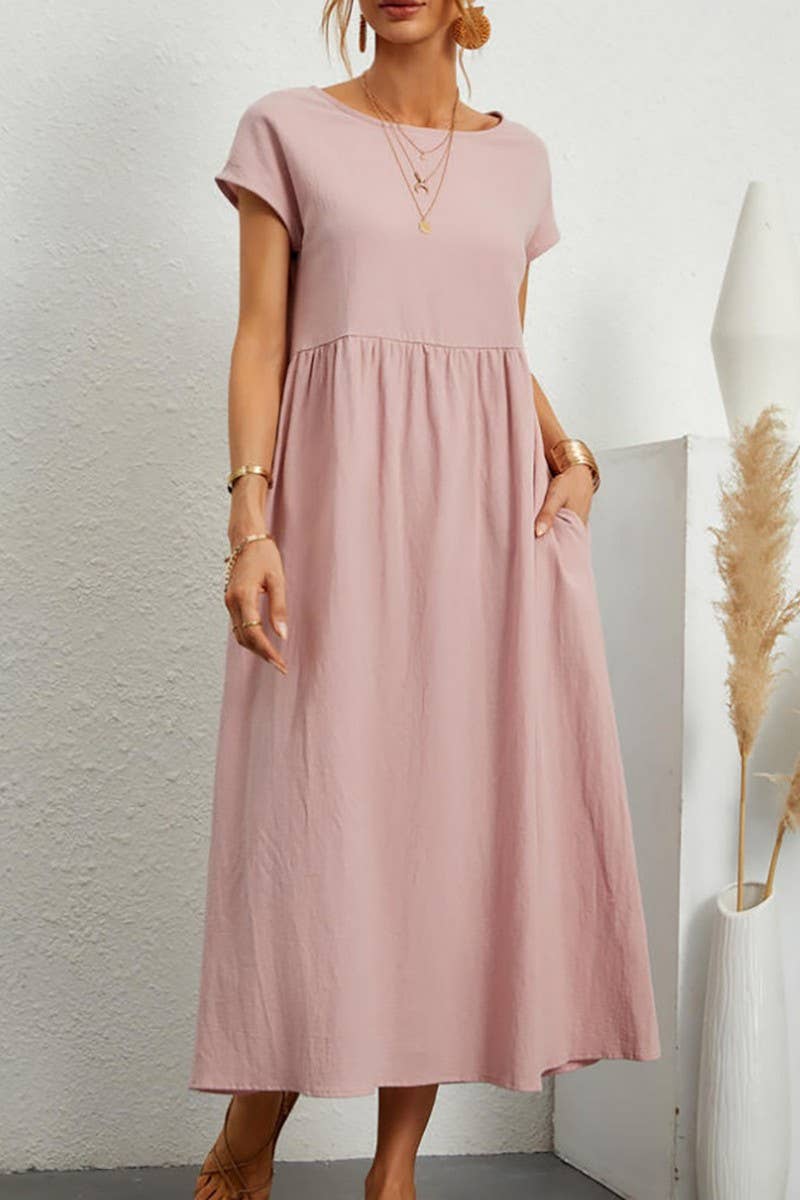 CWDMD01070_SOLID COLOR SLEEVELESS LOOSE DRESS