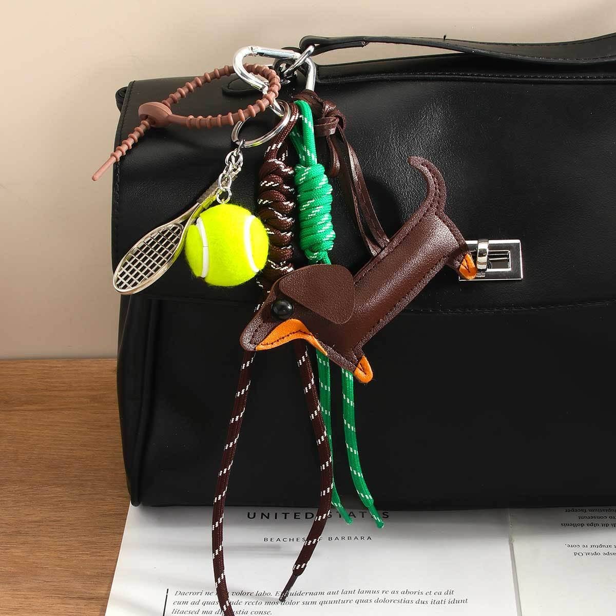Dachshund PU Keychain with Book & Tennis Cord