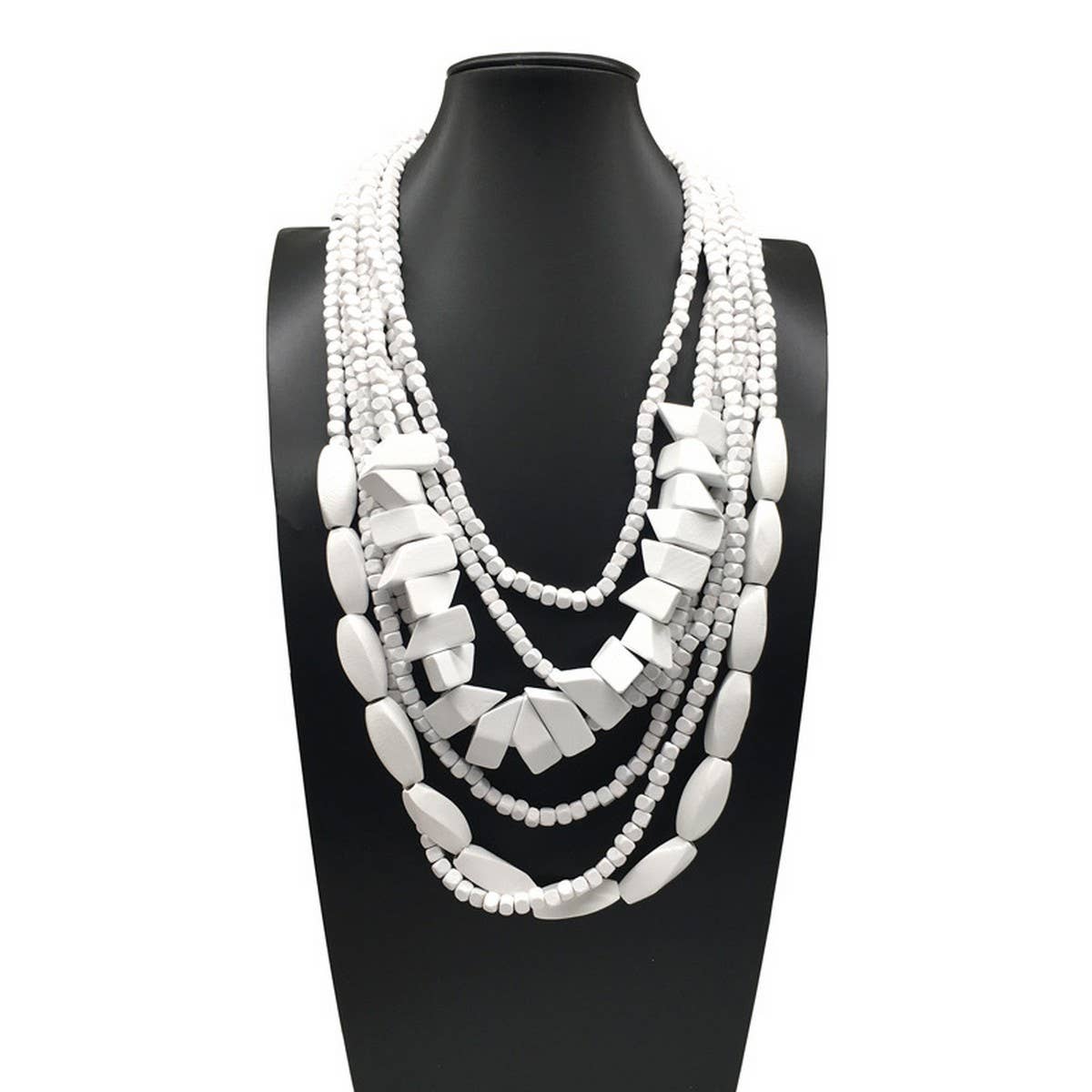 COLORFUL WOODEN MULTI-LAYERED LONG NECKLACE