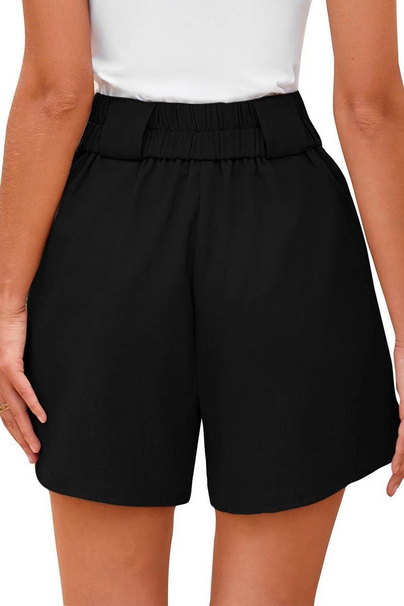 CWBSP00628_2025 WOMEN HIGH WAIST CASUAL SHORTS WITH POCKETS