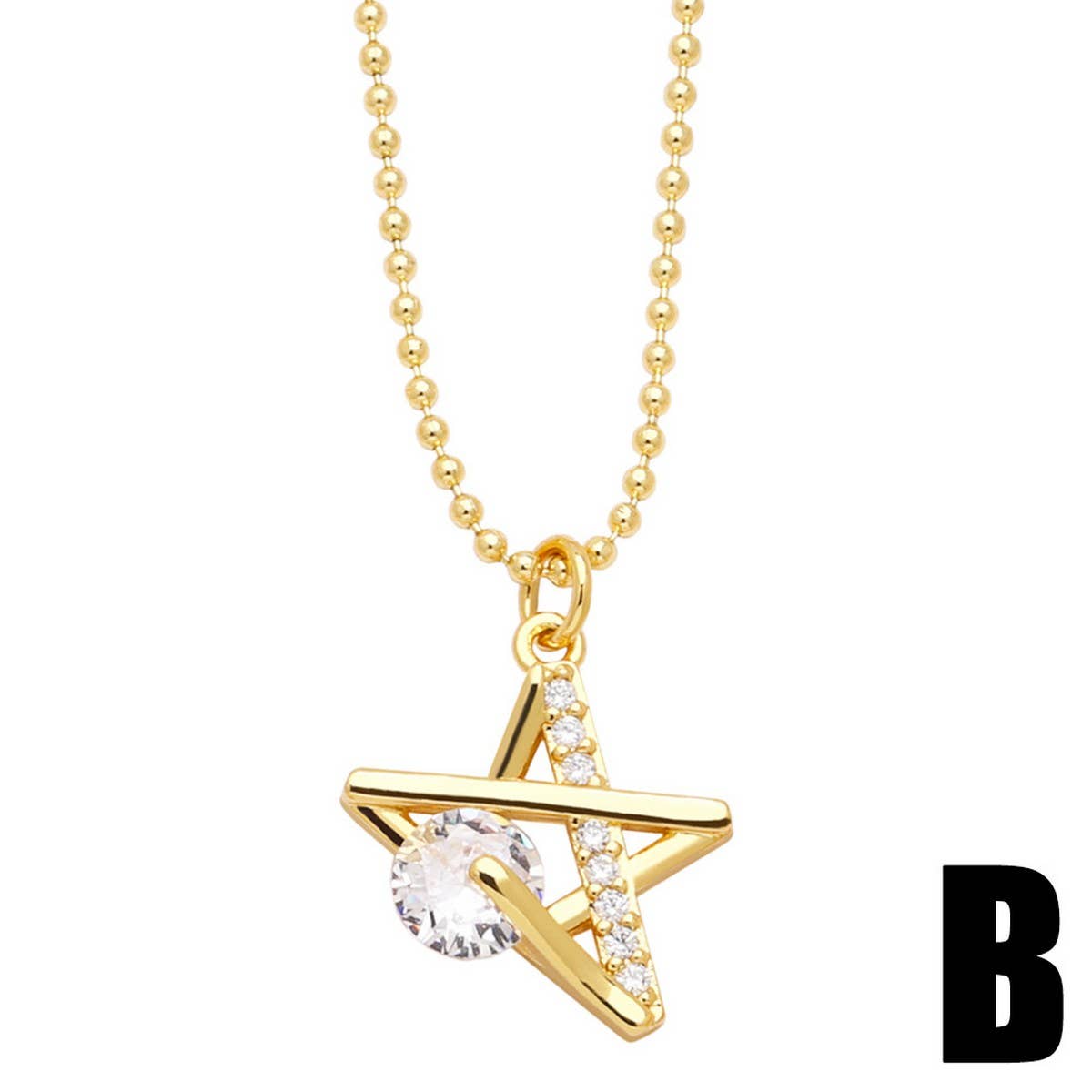 MOON STAR HEART PENDANT NECKLACE