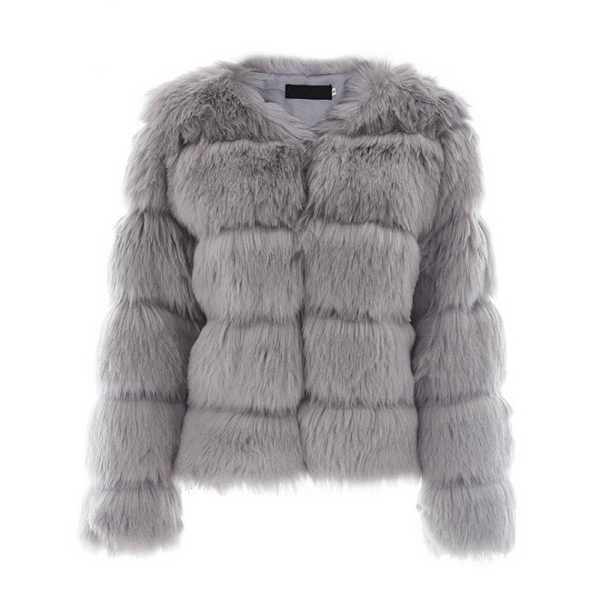 Faux Fur Short Coat for Women Long Sleeve