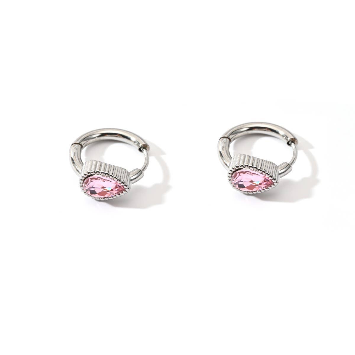 Unique Stainless Steel Heart Earrings with CZ