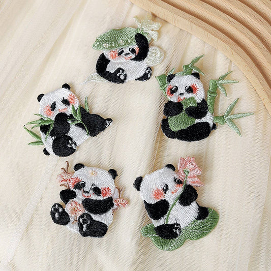 Bamboo & Panda Embroidered Patch for Stain Repair_CWMM5925