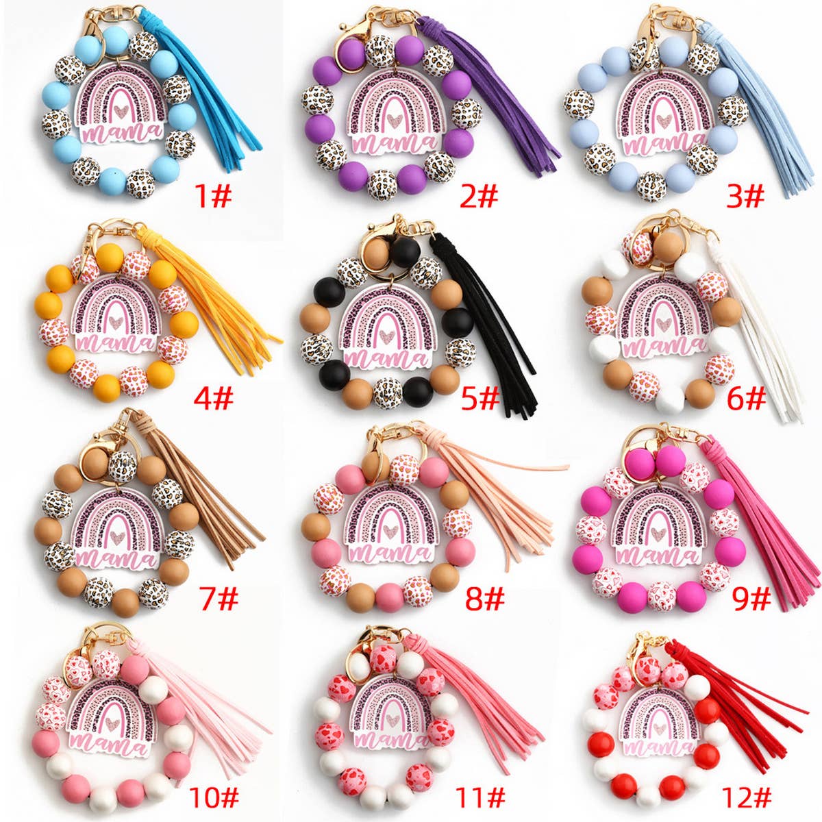 WOODEN BEADS BRACELET SPOT BRACELET KEYCHAIN_CWMM1299