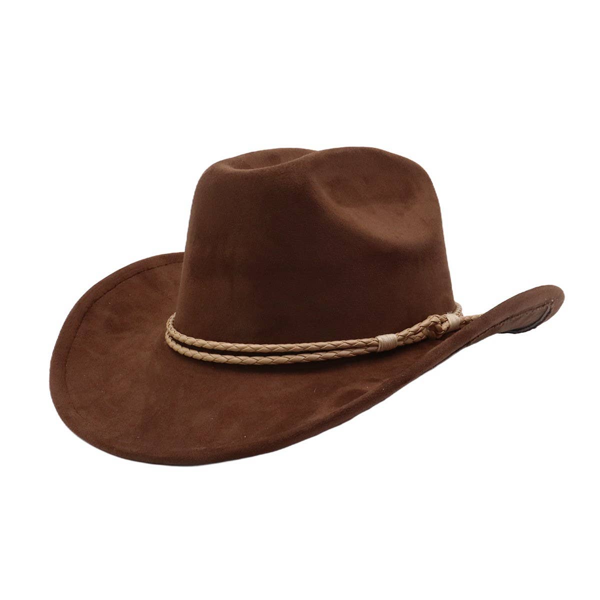 Western Ethnic Suede Cowboy Jazz Fedora Hat_CWAH04504