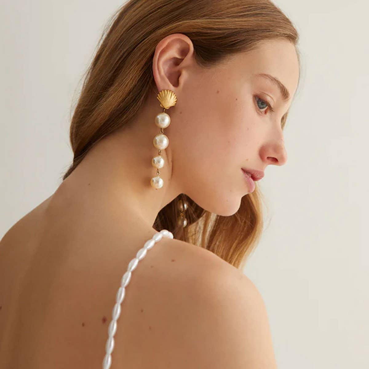 ELEGANT SHELL PEARL TASSEL EARRINGS