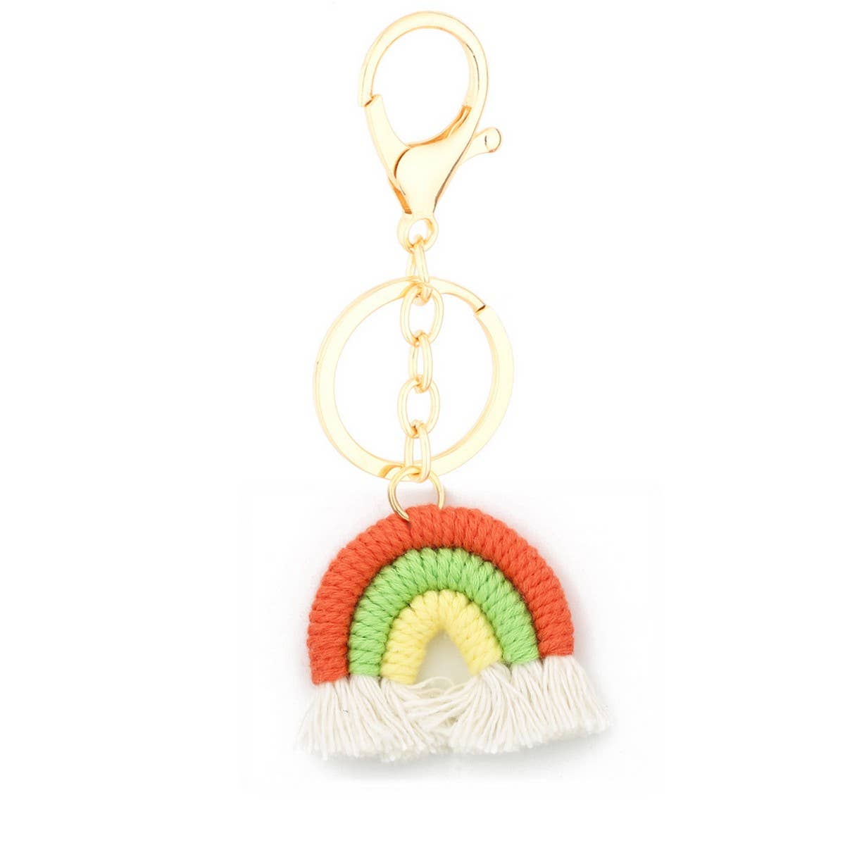 Handmade Cotton Keychain 3.8cm Rainbow Boho Pendant_CWAB5072