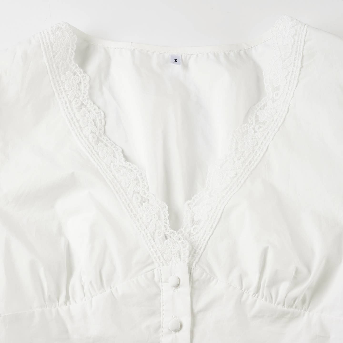 Lace patchwork breasted short-sleeved T-shirt