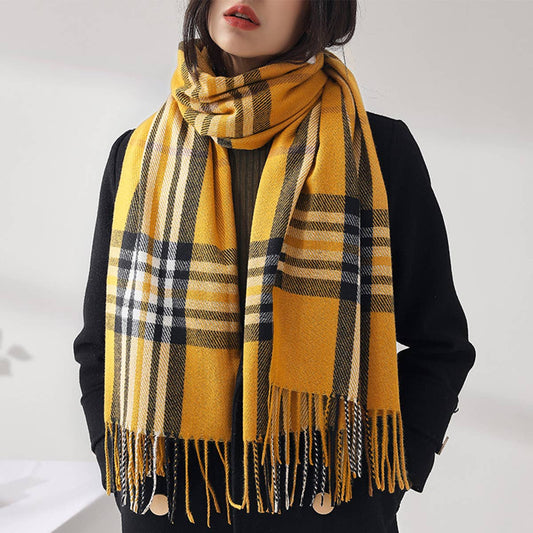 Plaid Faux Cashmere Scarf - Sweet Mid-Length Wrap_CWASC0190