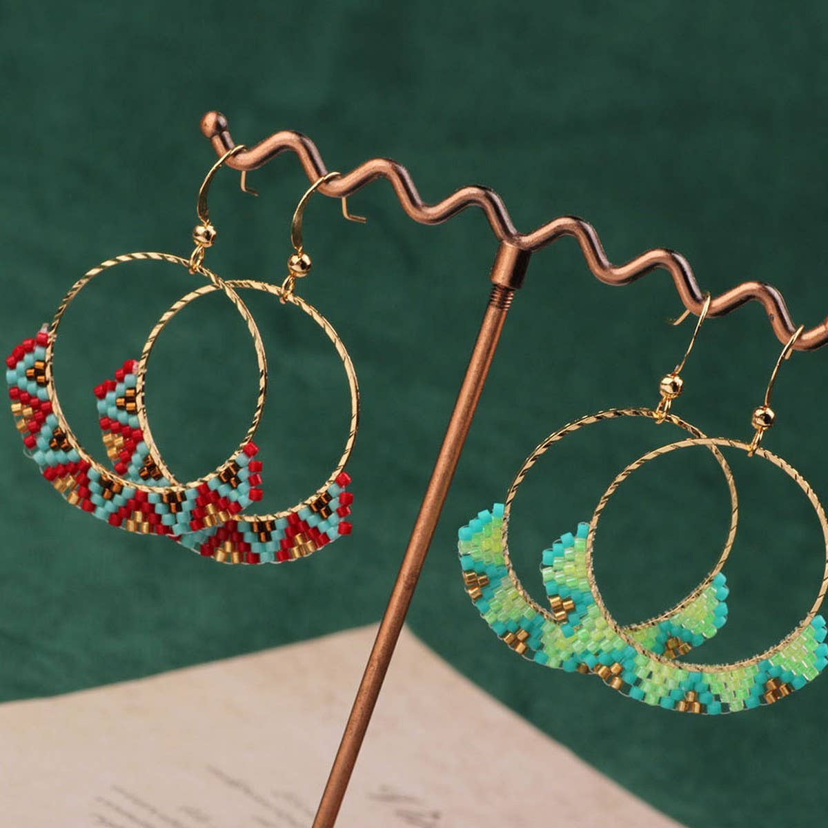 HIGH-GRADE NATURAL STONE WOVEN COLORFUL EARRINGS