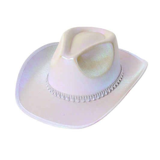 Beaded Teardrop Decor Fedora Cowboy Hat_CWAH3636