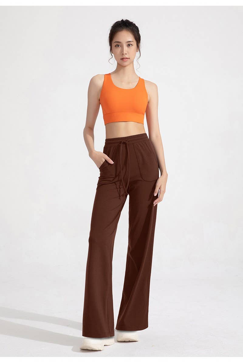 CWBLP1509_HIGH WAIST LOOSE POCKET WIDE LEG YOGA PANTS