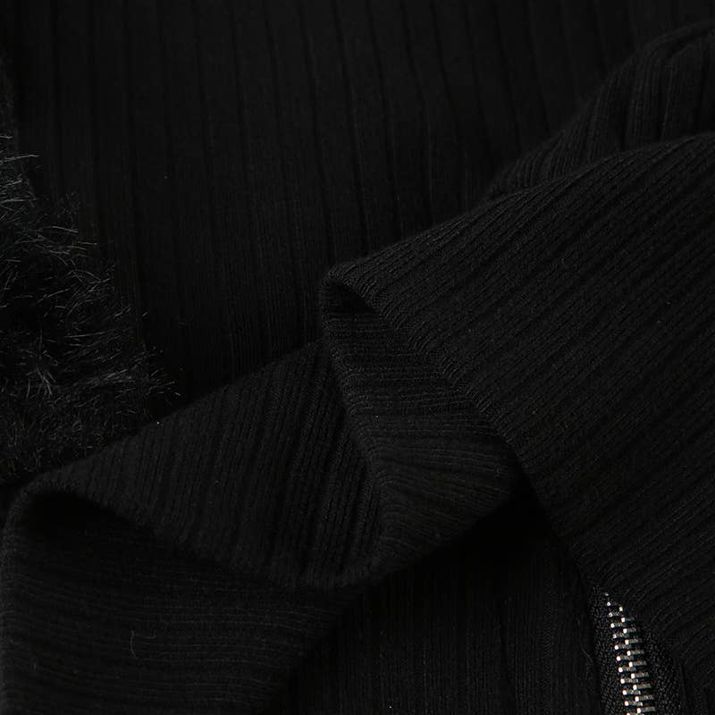 VINTAGE CRATERED PATCHWORK FURRY HOODIE JACKET