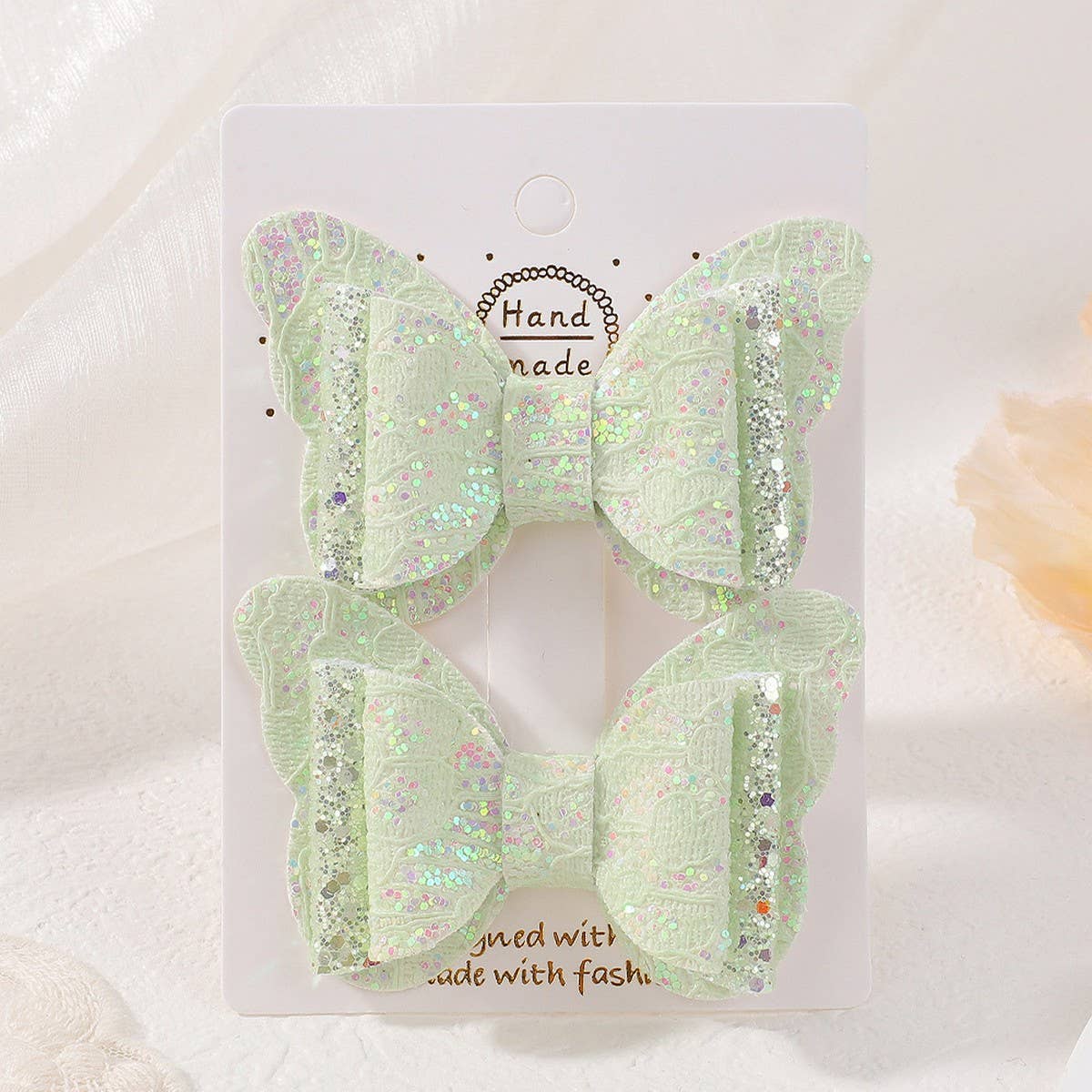 Cute Cartoon Glitter Bow Hair Clip Set