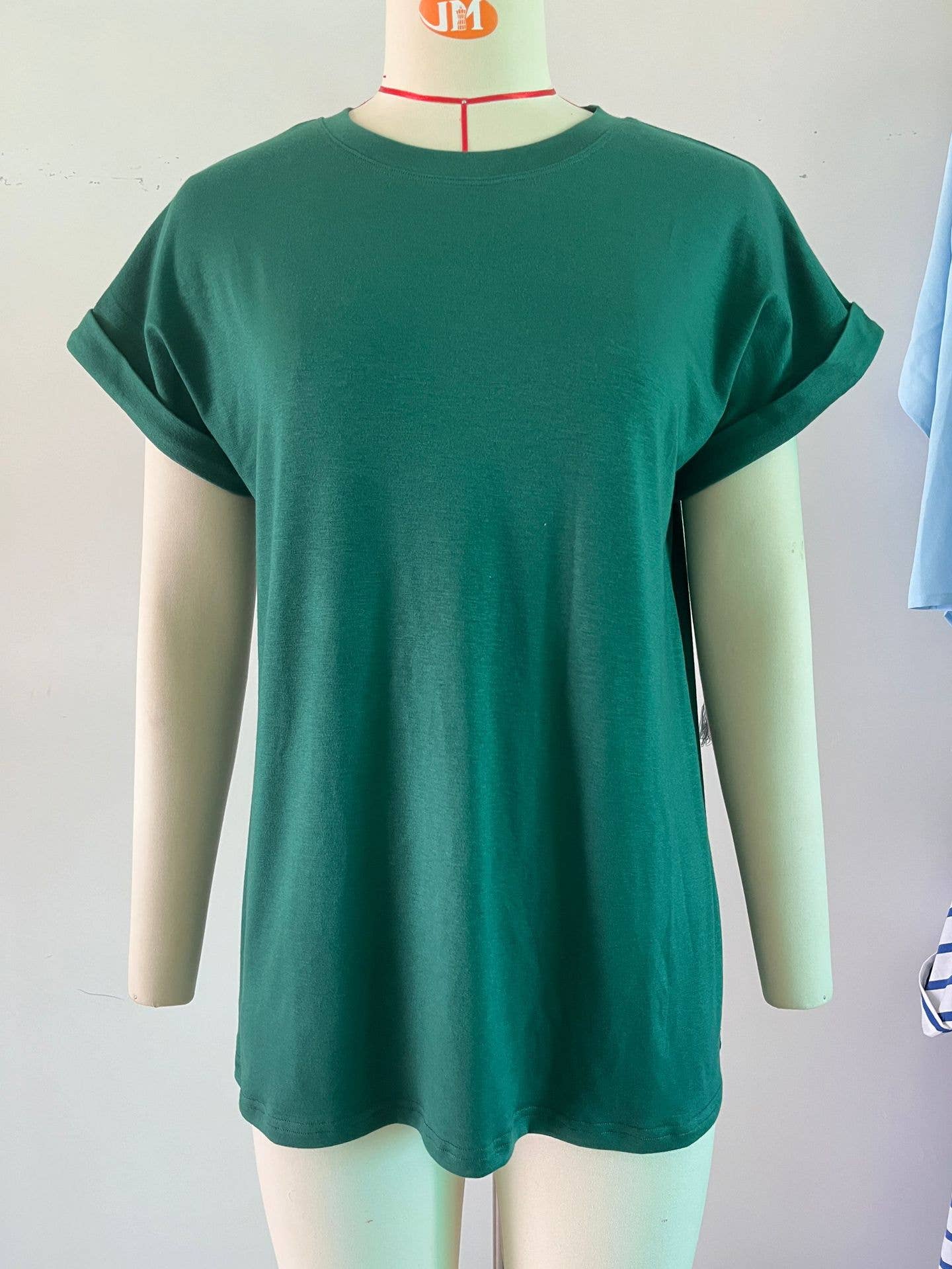 Solid color crew neck loose short-sleeved T-shirt_CWTBLS1875