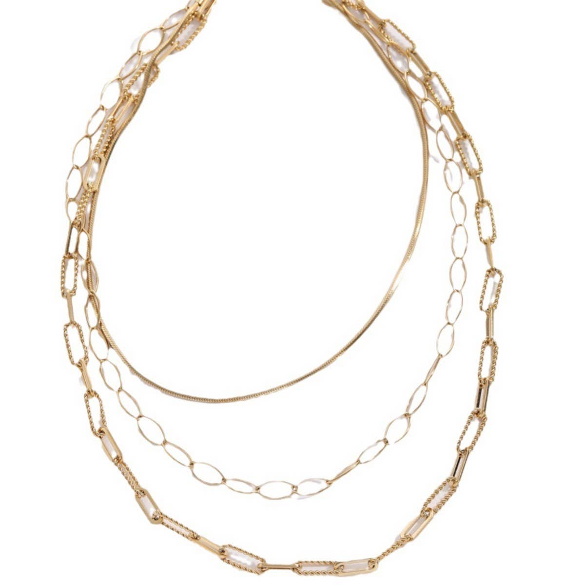 PAPERCLIP SNAKE BONE ROUND MULTI-LAYERED NECKLACE_CWMM3690