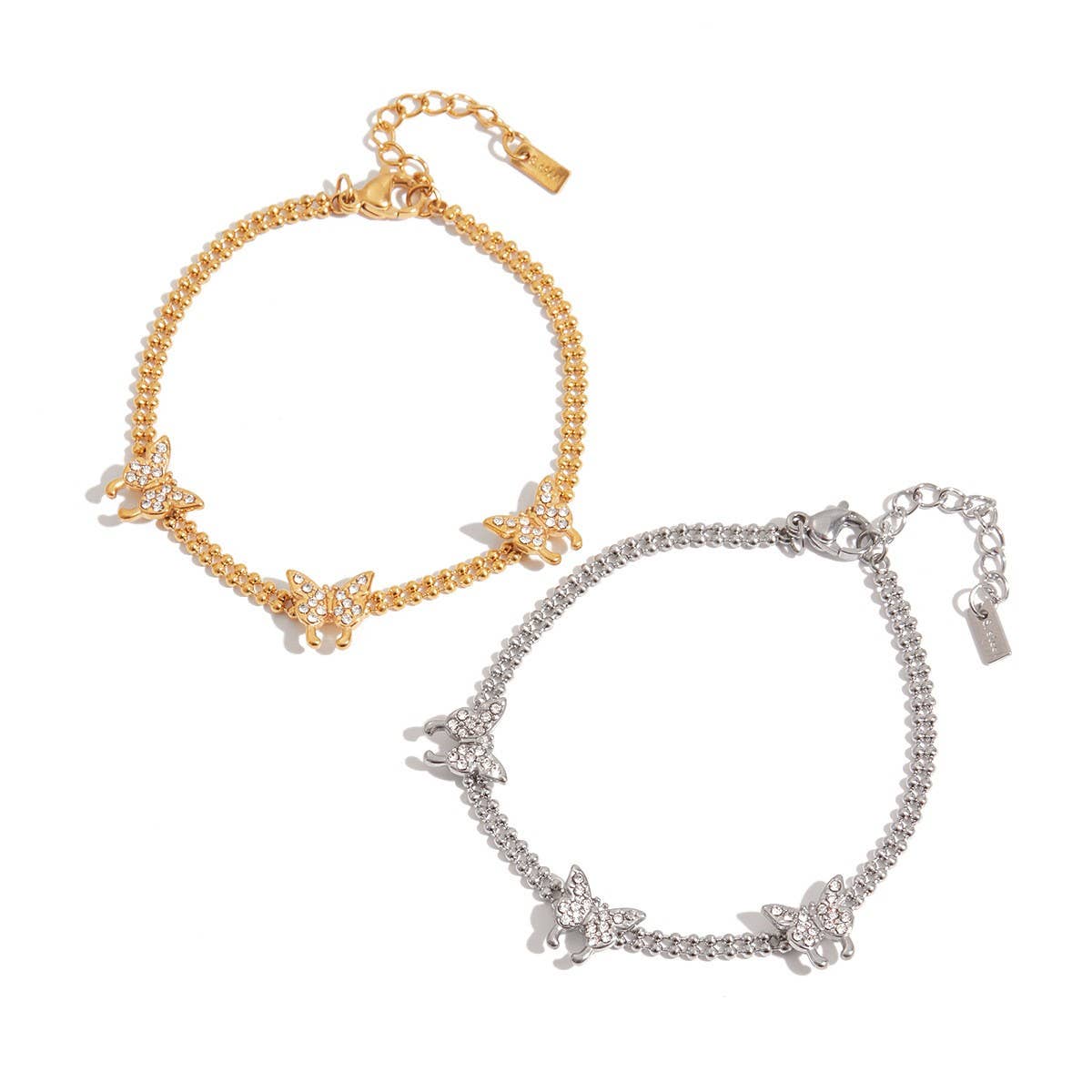 Luxury 18K Gold White Zircon Butterfly Bracelet