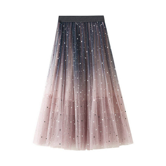 Ombre Starry Tulle Skirt with Sequin Elastic Waist_CWBMS0390