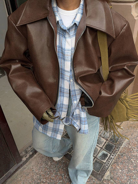 CWOJA1592_ANGORA RED LEATHER BIKER GIRL FASHION JACKET