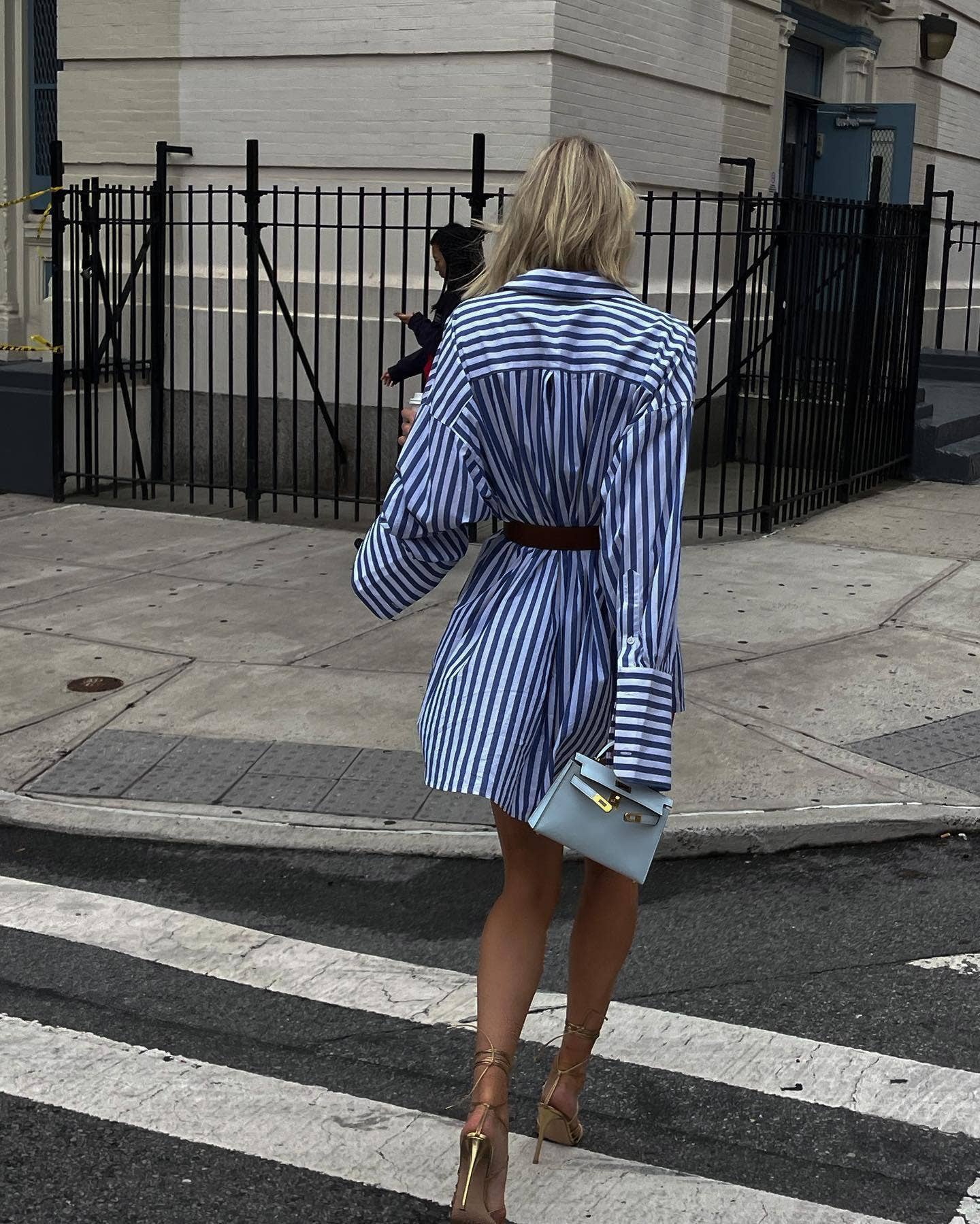 LOOSE FASHION STRIPED PATCHWORK SHIRT DRESS