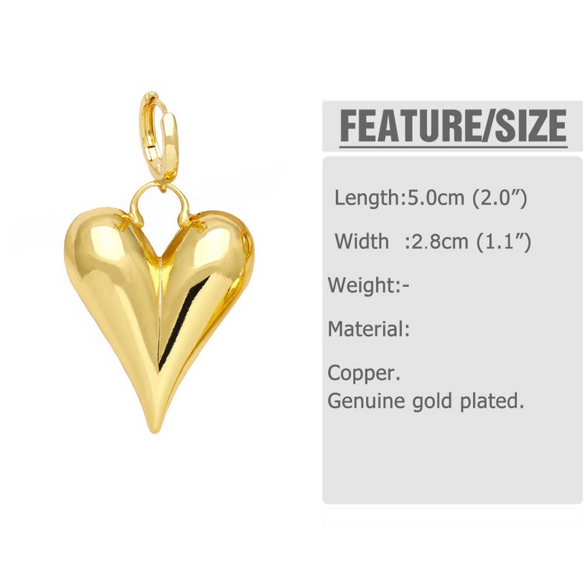 GOLD PLATED HEART-SHAPED PENDANT EARRINGS