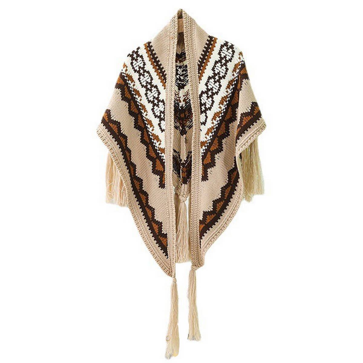 RETRO STRIPED NATIONAL WIND TRIANGLE SHAWL_CWASC0349