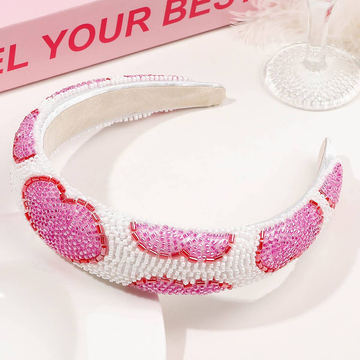 FULL DIAMOND RICE BEAD HEART HEADBAND