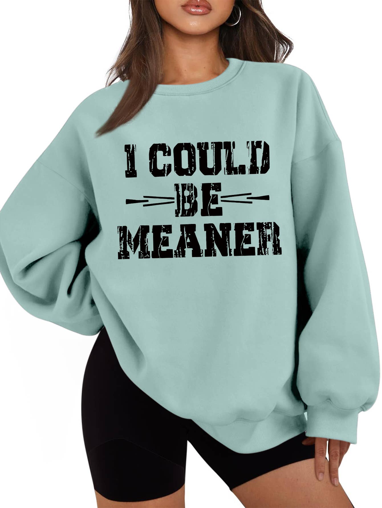 I could be meaner printed thickened warm hoodie