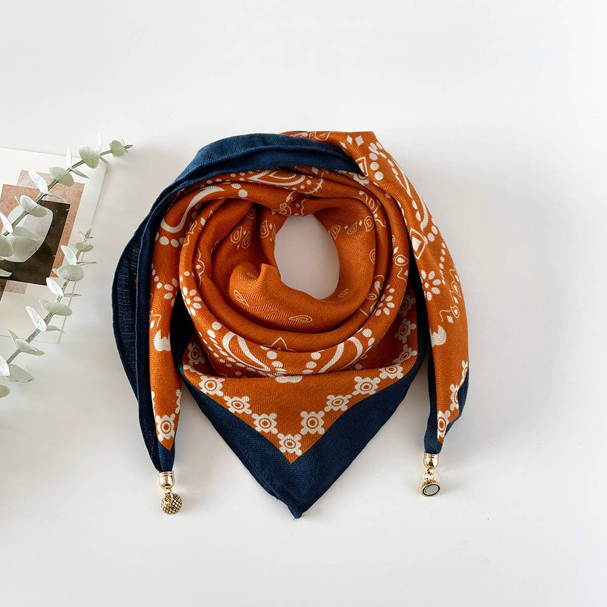 Magnetic Closure Scarf, Floral Triangle Neck Wrap
