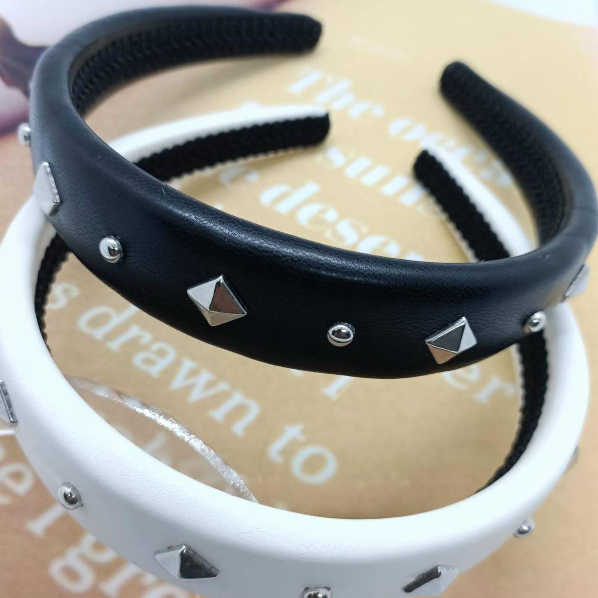 Metal Studded Punk Padded High Crown Headband