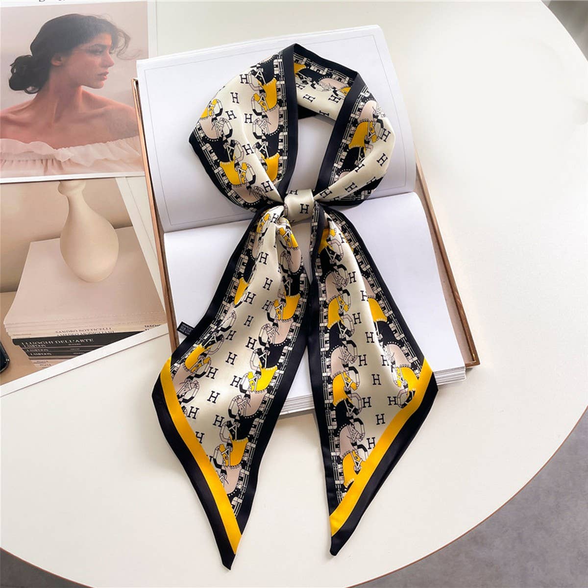 FASHIONABLE DOUBLE-LAYER RIBBON ANGLED HEAD SCARF